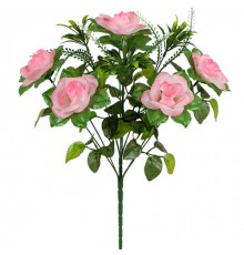 Искусственные цветы букет розы с пышной зеленью, 47см