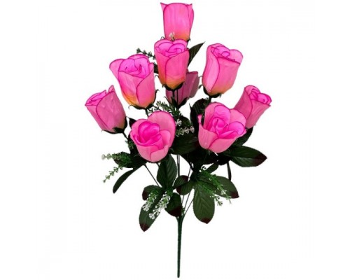 Искусственные цветы букет бутоны роз Девятка, 58см