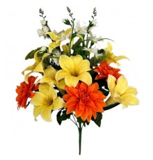 Искусственные цветы букет микс хризантемы, лилии, альстромерии, 70см