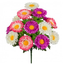 Искусственные цветы букет  хризантемы трехцветные, 49см