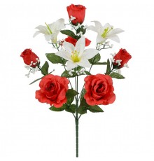 Искусственные цветы букет лилии и розы, 54см