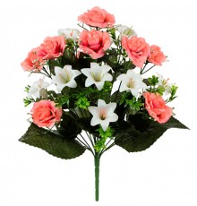 Искусственные цветы букет роз и лилий Прима, 46см