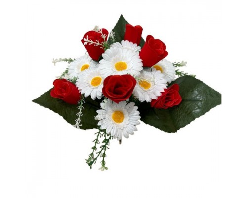Искусственные цветы букет бархатный бутон с ромашкой, 38см