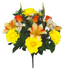 Искусственные цветы букет микс розы, орхидеи, лилии, 56см