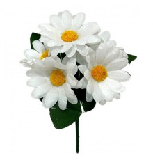 Искусственные цветы букет ромашки белые заливка, 18см