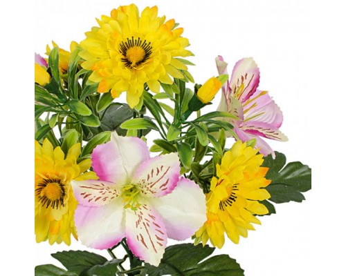 Искусственные цветы букет астры с бутончиками и орхидеями, 30см
