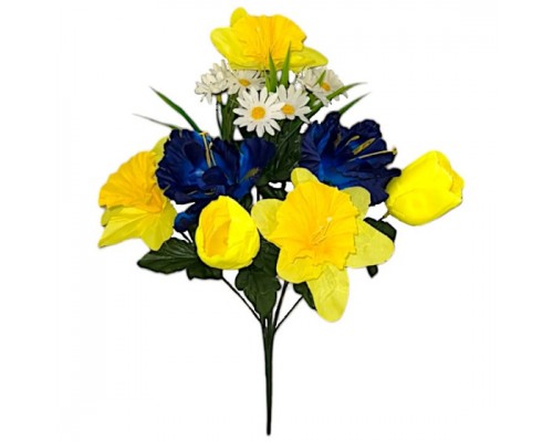 Искусственные цветы букет тюльпаны, ирисы, нарциссы серия Украина, 50см