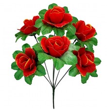 Искусственные цветы букет розы на подложке, 37см