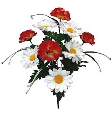 Искусственные цветы букет гвоздики с ромашками, 45см