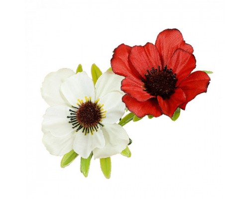 Искусственные цветы букет маки атласные двухцветные, 29см