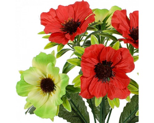 Искусственные цветы букет маки атласные двухцветные, 29см